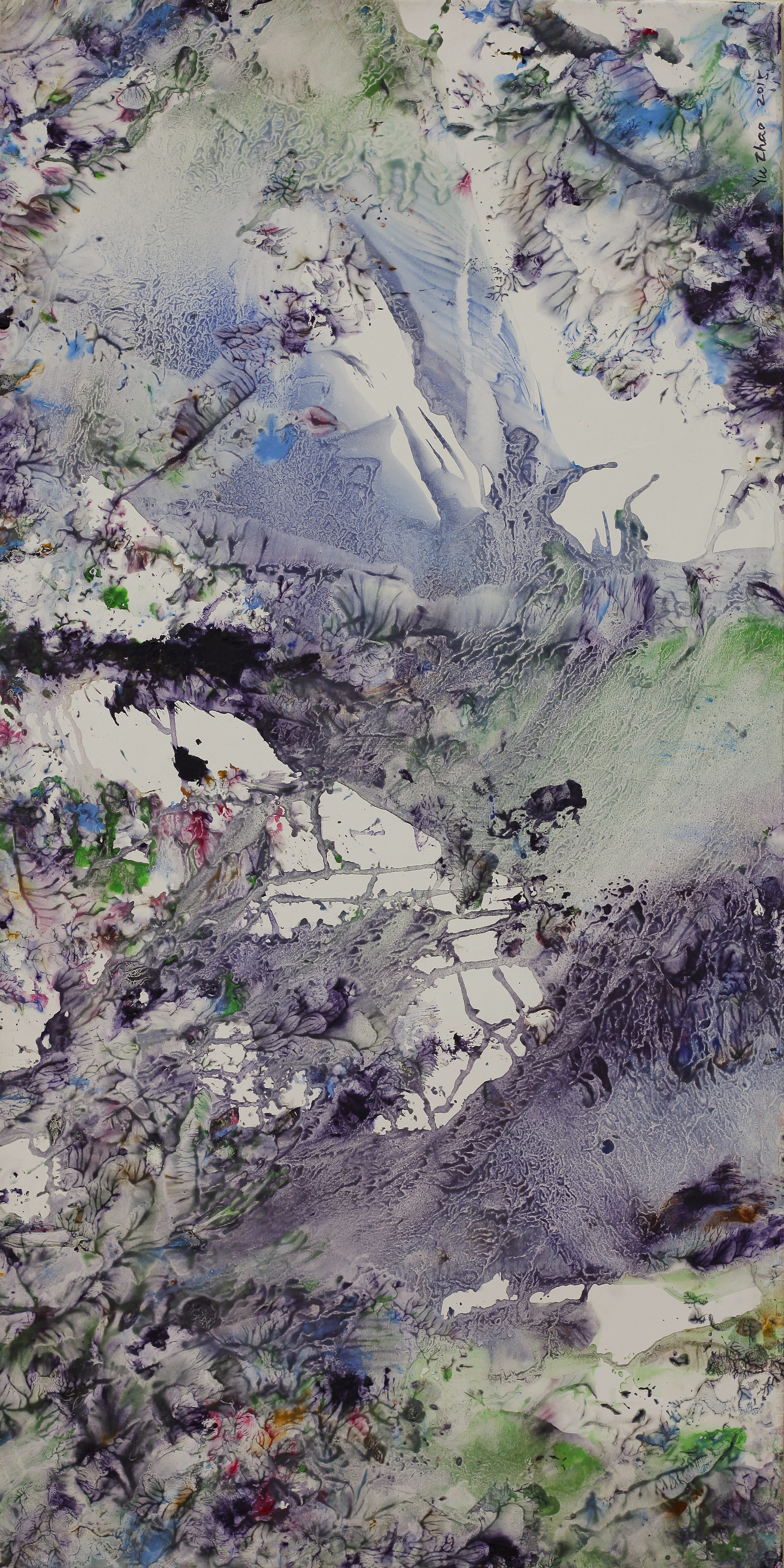 Yu Zhao, Arbre printanier, tempera/paper/canvas, 100x50cm, 2015
