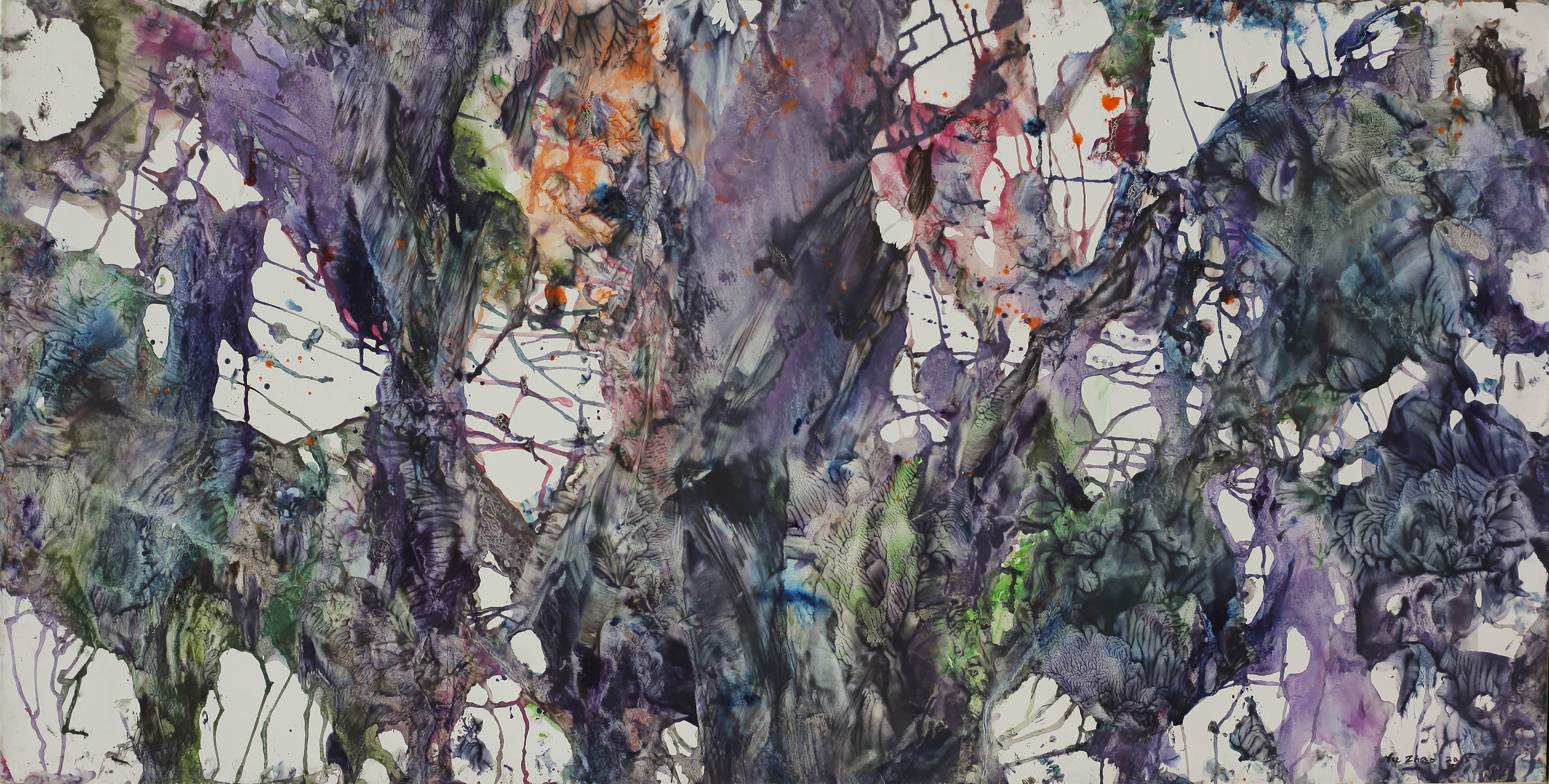 Banian, tempera/paper/canvas, 150x75cm, 2015, Yu Zhao