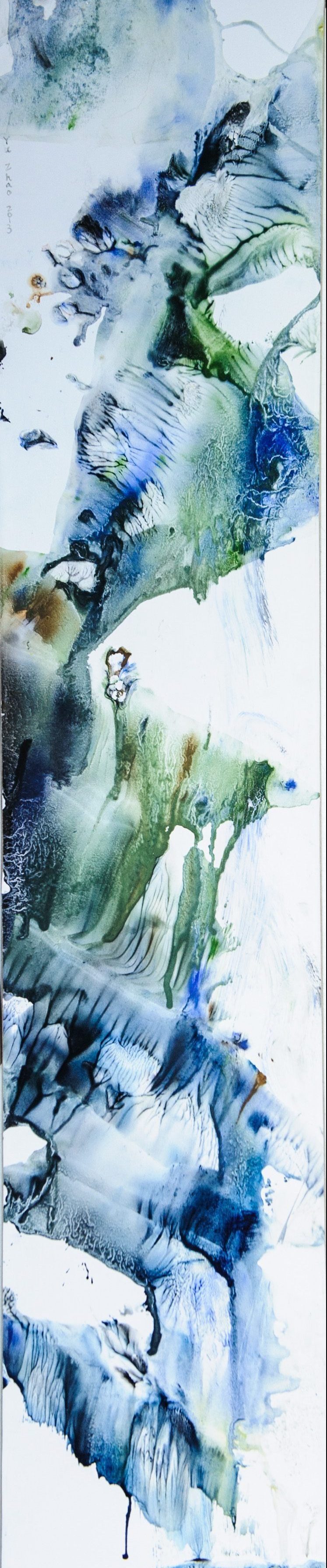 Yu Zhao, Cascade, tempera/paper/canvas, 130x25cm, 2013, private collection