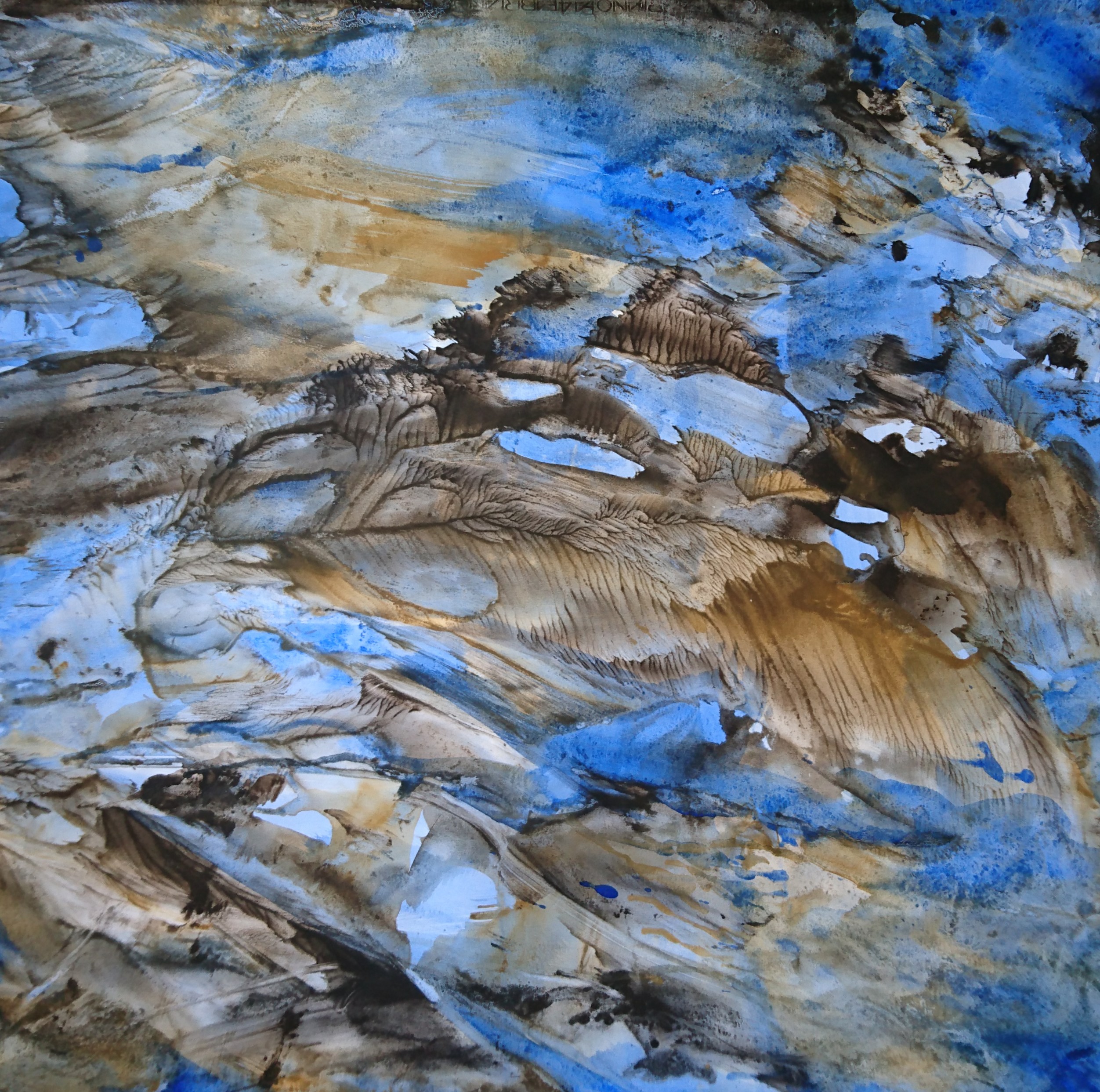 Yu Zhao, Entre terre et ciel, tempera/paper/canvas, 75x75cm, 2017, private collection