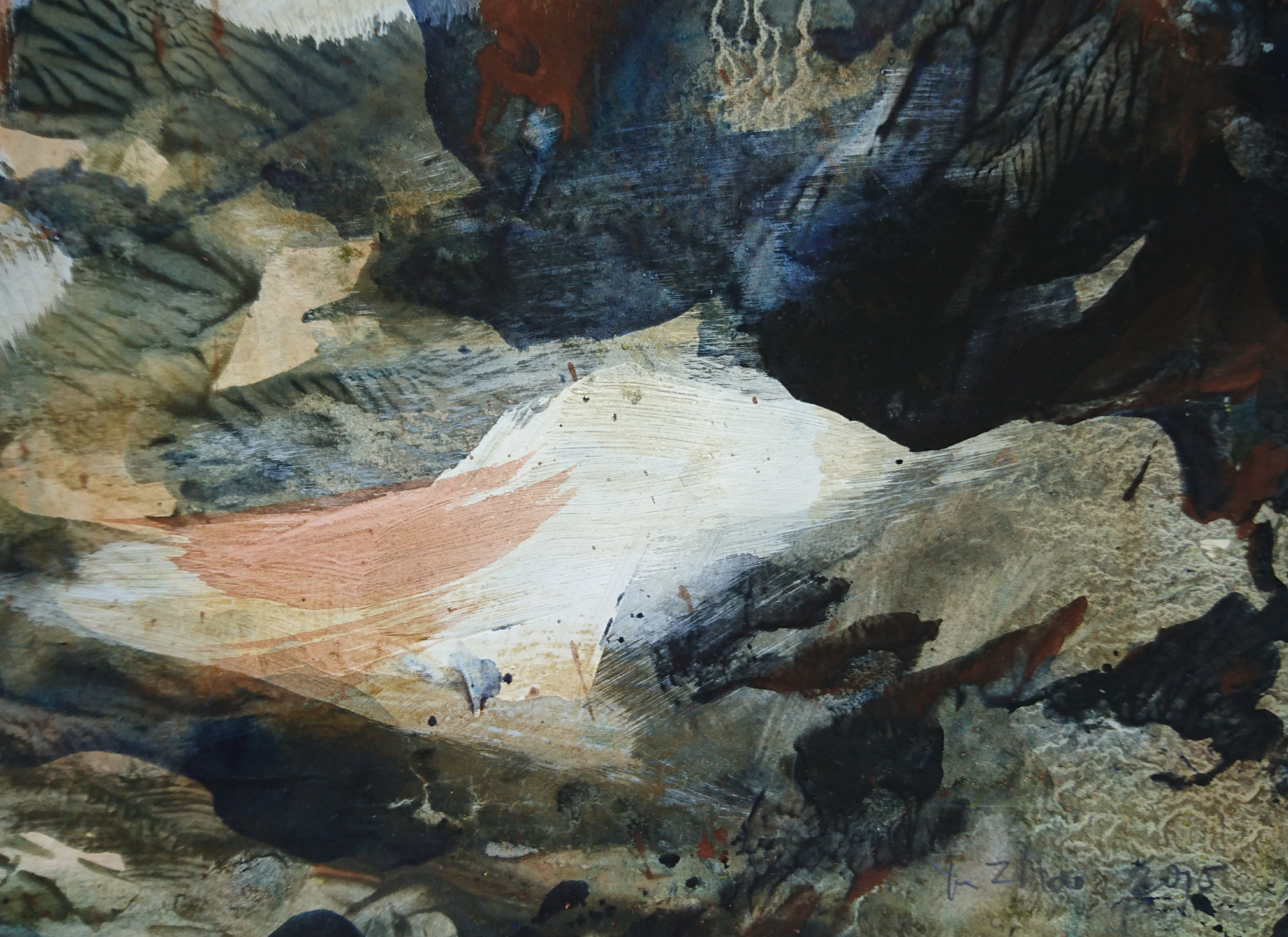 Yu Zhao, Forêt des cerfs, tempera/paper, 18x24cm, 2015