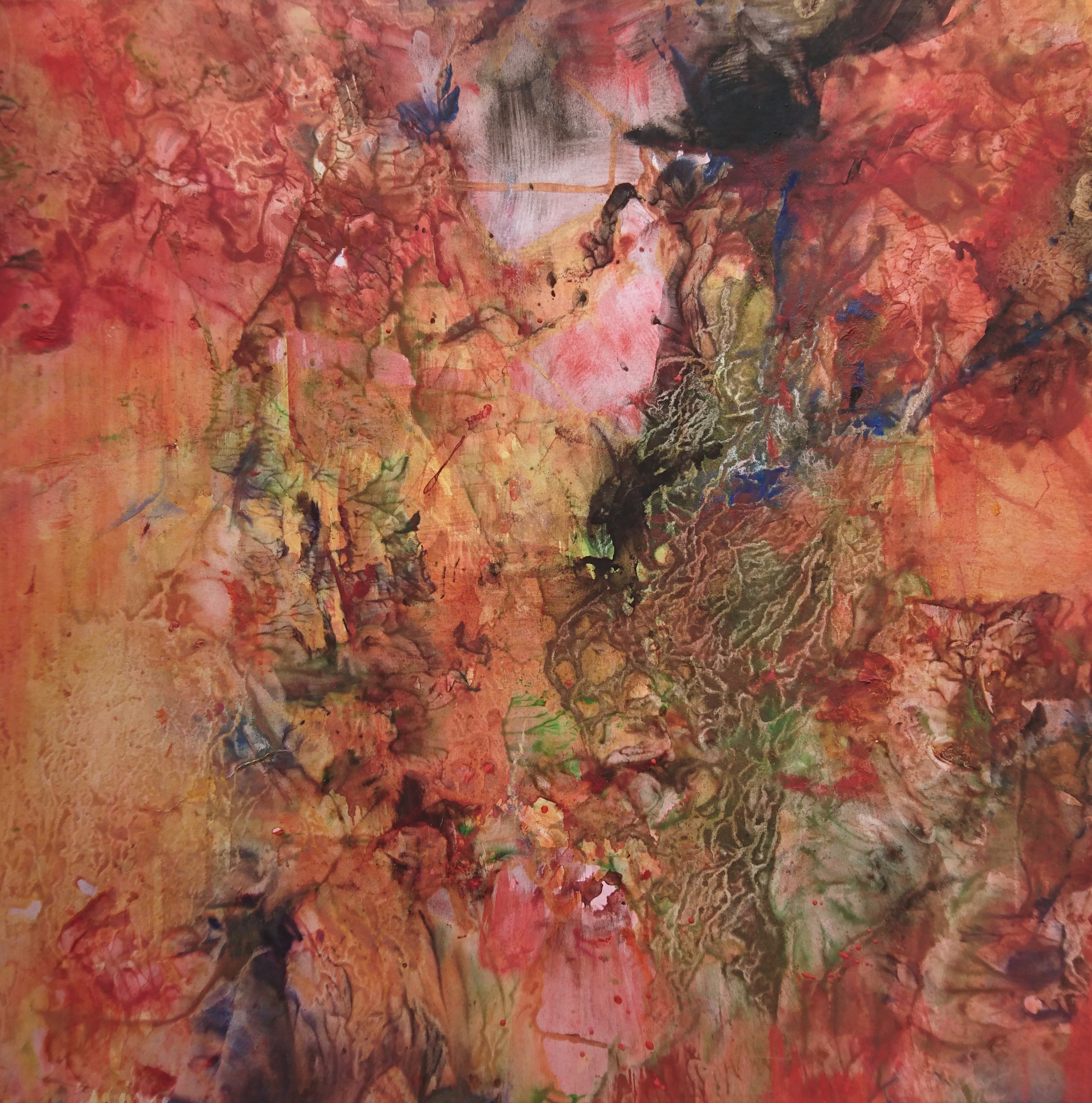 Yu Zhao, Jardin aux pivoines, tempera/paper/canvas, 50x50cm, 2017, private collection
